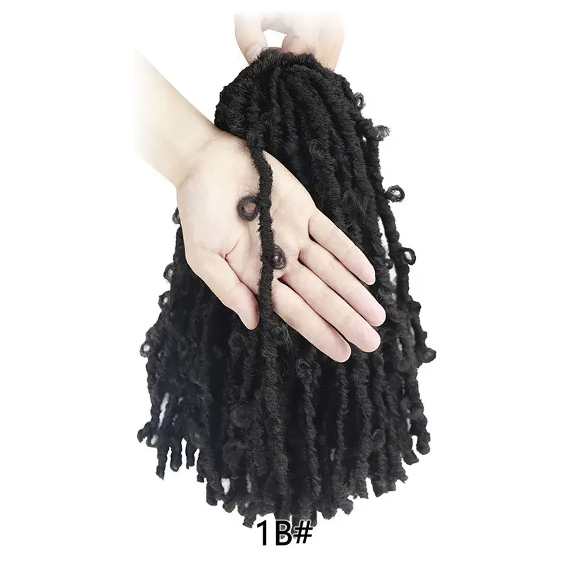 
Hot Sale Female Butterfly Curly Braid African Dirty Braid Chemical Fiber Crochet Hair Extension 12 Inches 