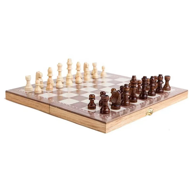Modern Chess Set Luxury Wooden Chess Game Set Travel Play Set with Folding Chess Board Educational Toys for Kids and Adults