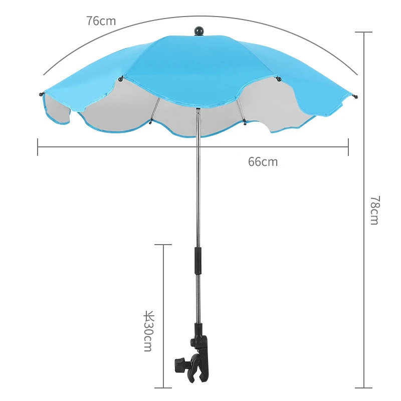 Baby Stroller Parasol Universal Umbrella with Clamp 360 Degree Adjustable UV Protection Stroller Sun Shade Waterproof Umbrella