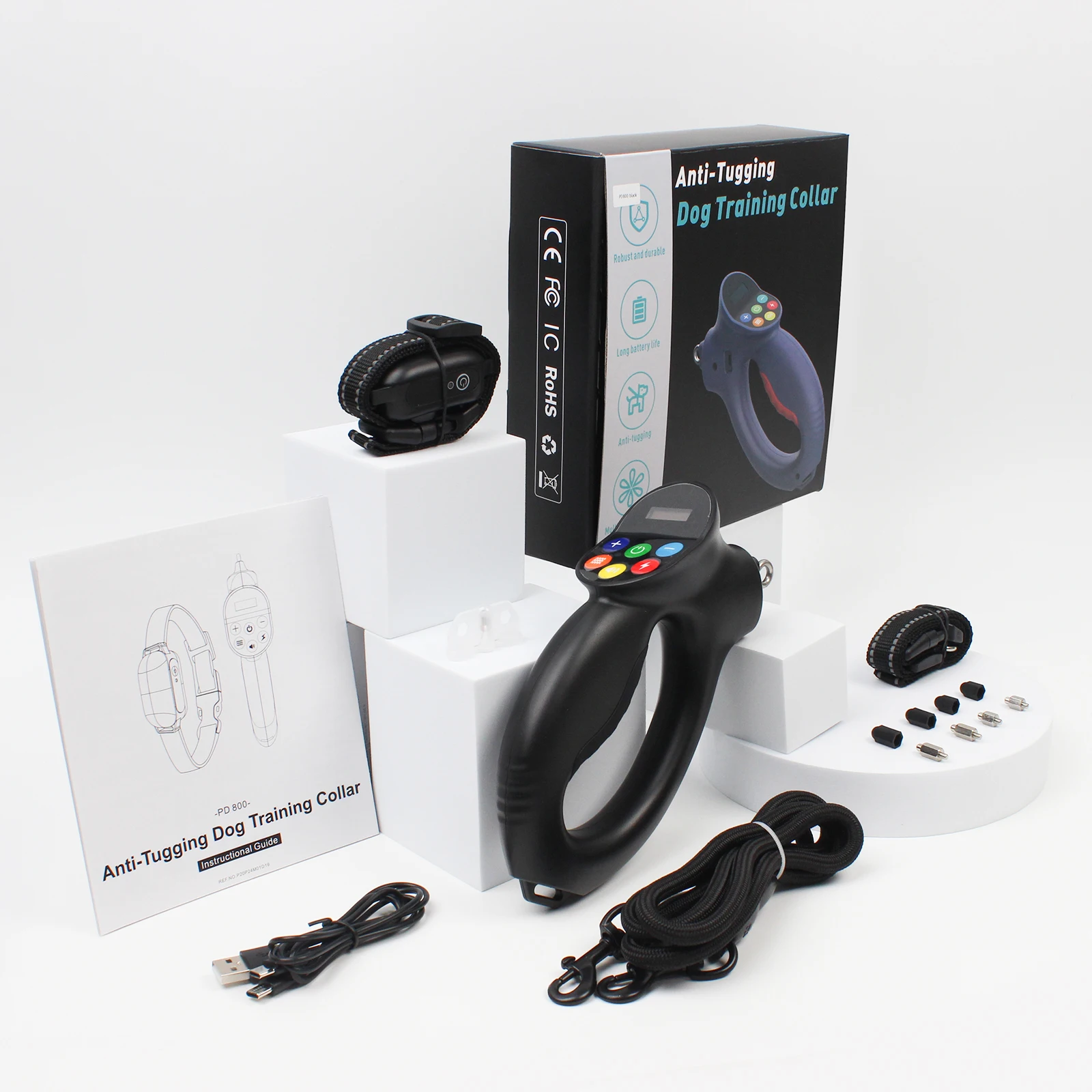 OKKPETS Hot Sale Electronic Dog Training Collar Leash - Adjustable Sound/Vibration/Static Stimuli Shock Collar