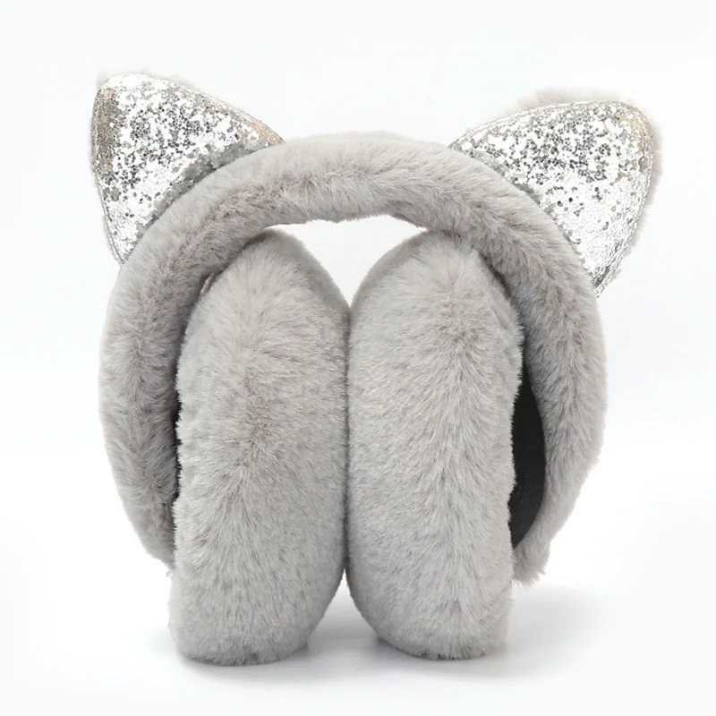 Wholesale Custom Tiktok Hot Sale Cute Cat Ear Muffs Winter Ear Warmers Solid Soft Plush Winter Fur Earmuff