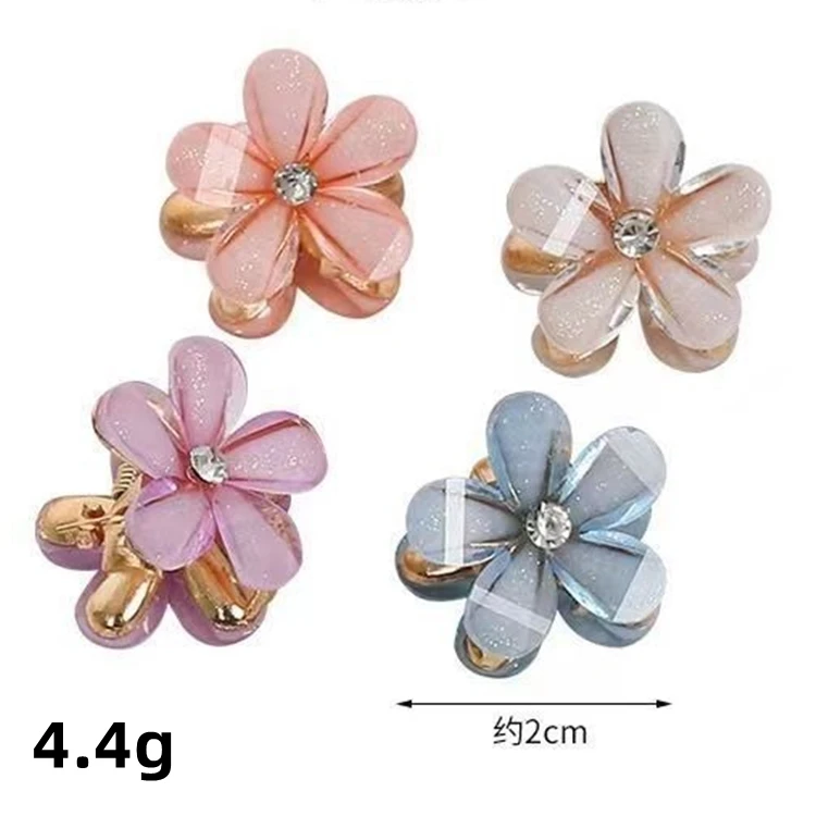 Camellia Fashion Mini Hair Clip Simple Sweet Alloy Acrylic Baby Hair Clips Fresh Blue Flower Shape Hair Clips For Women