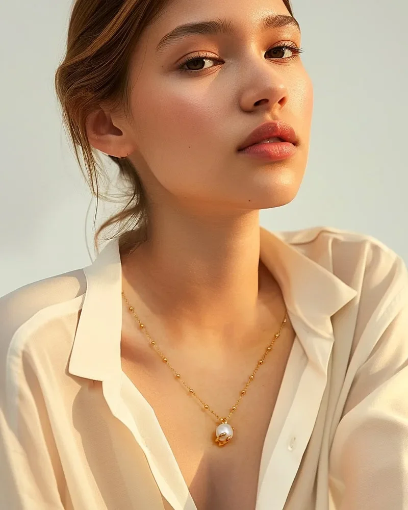 Milskye clean style fashion jewelry for women 2024 925 silver 14K gold baroque pearl pendant necklace