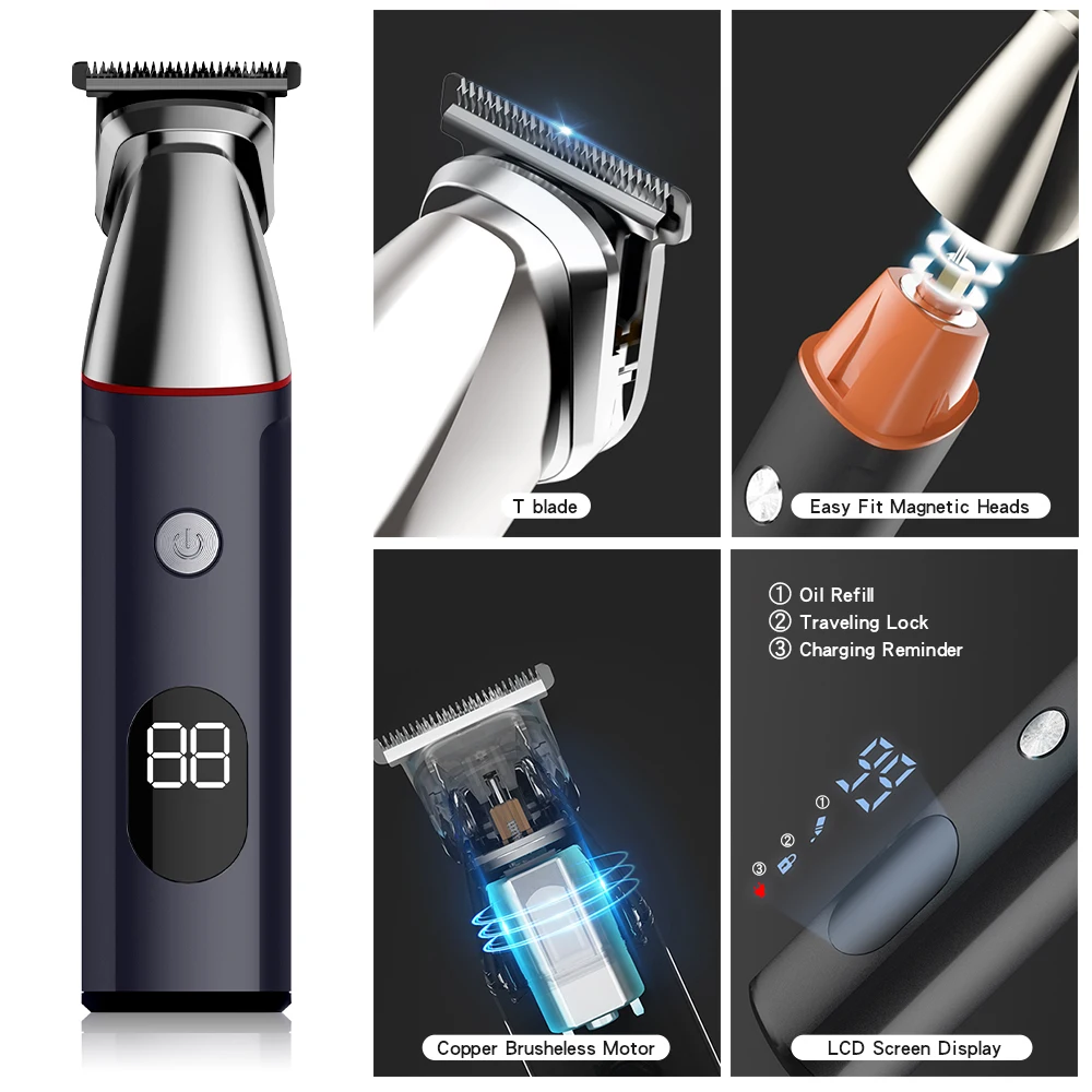 LiLiPRO 5 IN 1 Electric Hair Clipper Barber Razor Shaver Beard Men Shaving Machine Cutting Nose Body Facial Hair Trimmer