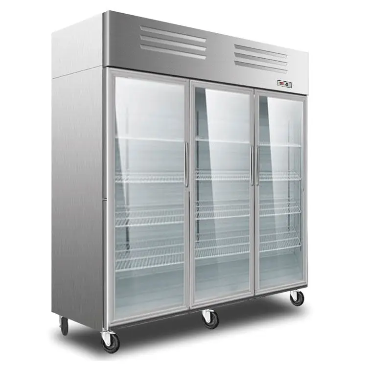 Luxury 3 Glass Door Commercial Supermarket Air-cooling Display Refrigerator Display Freezers