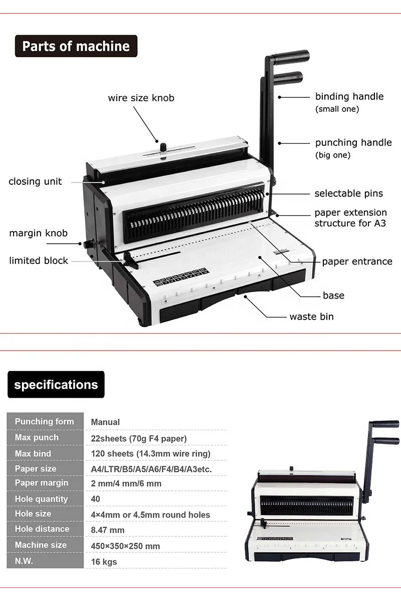 Book Punching Machine Calendar Double Ring Loop Wire Binding Machine 3 1