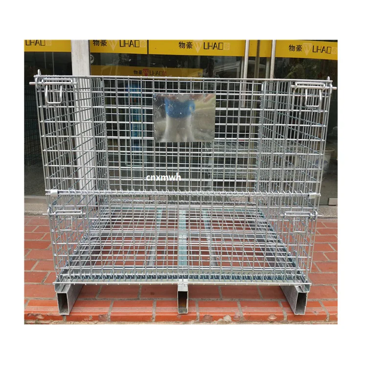collapsible wire mesh container with tube bars for racking system warehouse