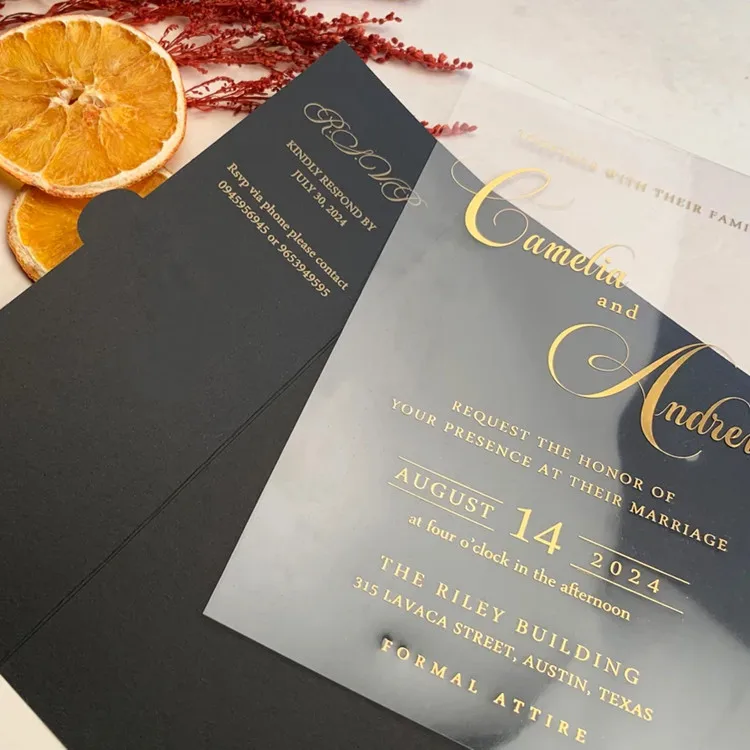 Top Grade Luxury Acrylic Wedding Invitation Card Lucite Acrylic Invitations Card For Weddings