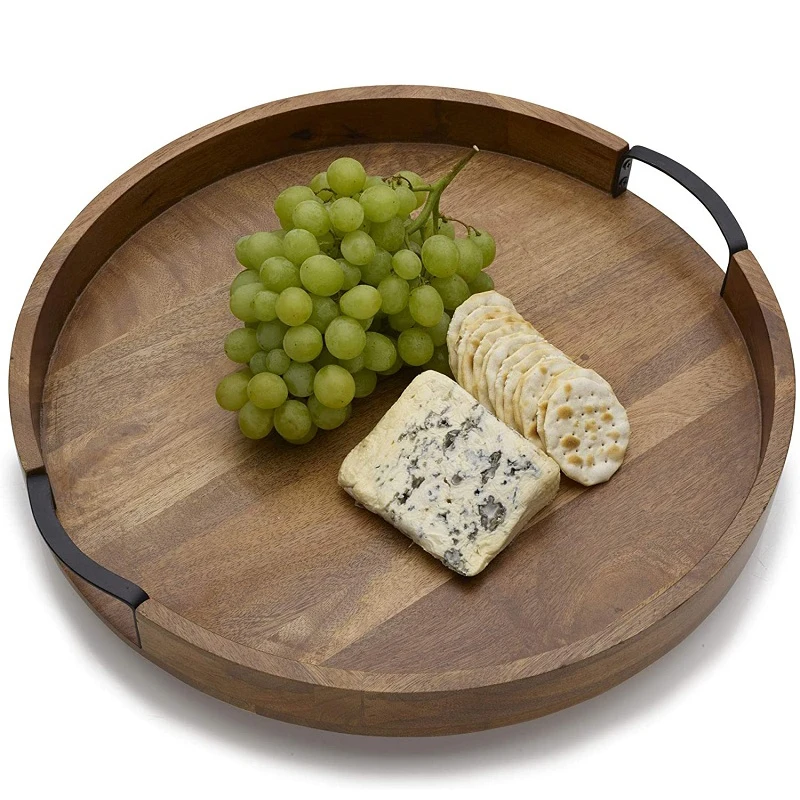 Домашняя кухня деревенский Декор вращающийся круглый деревянный поднос Ручной работы 18 дюймов ленивый деревянный поднос для Сьюзан сервировочная тарелка