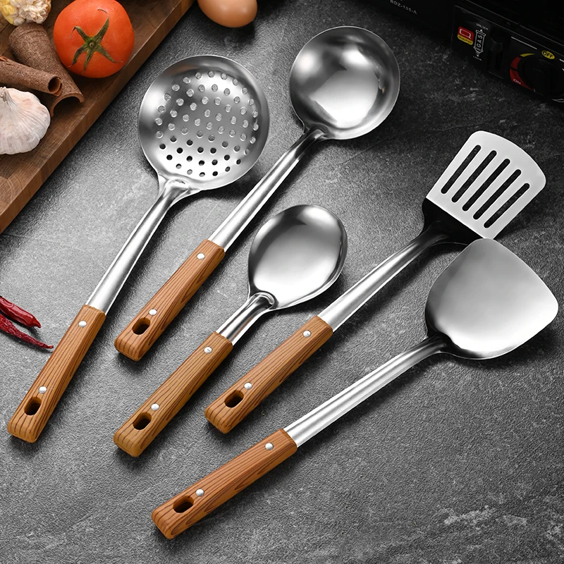 Cheap 5 Pcs Ladle Skimmer Household Cooking Tool spoon skimmer slotted spatula Stainless Steel Kitchen Cooking Utensils Sets