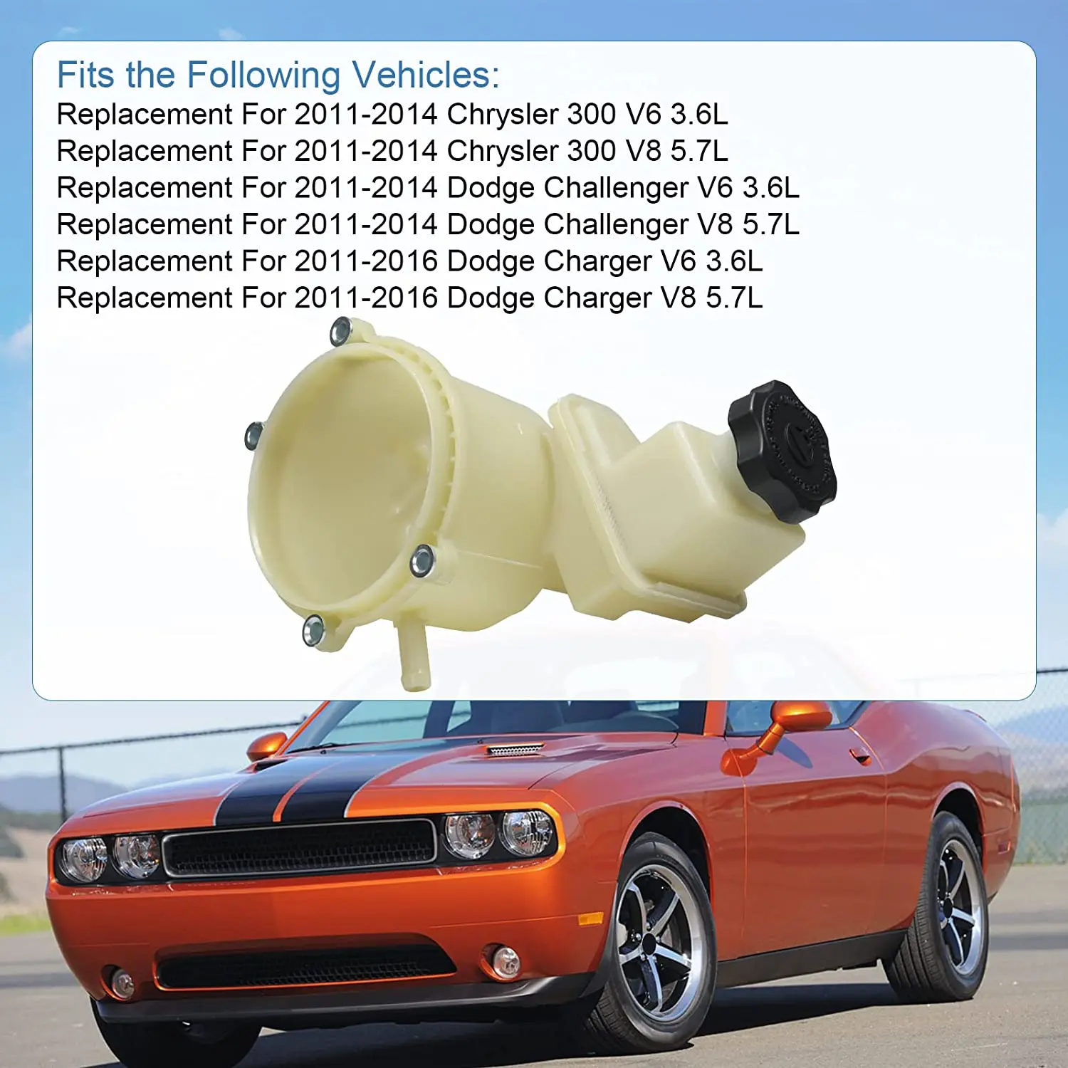 603-939 Power Steering Pump Reservoir Fluid Tank with Cap Seals for 2011-2014 ChrysIer 300 Dodge Charger Challenger 3.6L 5.7L