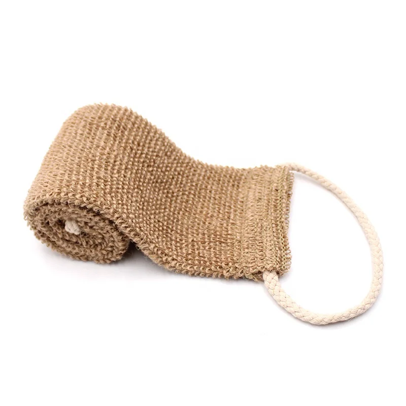 Reusable Natural Body Exfoliating Handmade Shower Scrub Strap Back Sisal Loofah Bath Belt Scrubber