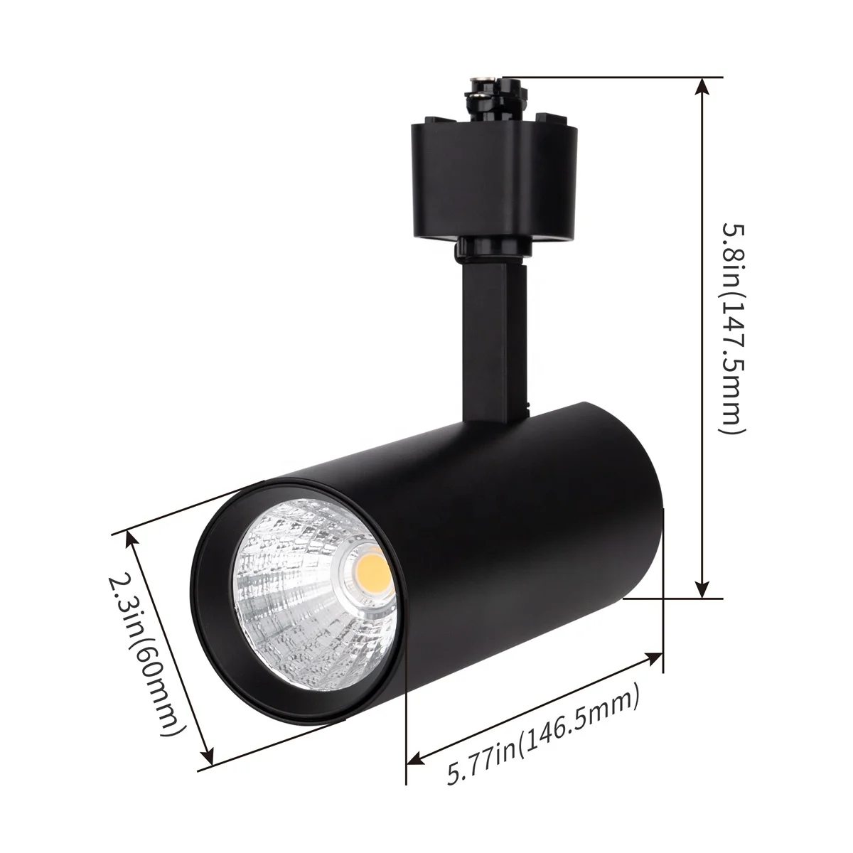 Track Mounted ETL Certification 16.5W Dimmable LED Track Lighting COB Fixture Black White 3 Wires Track 3000K 4000K