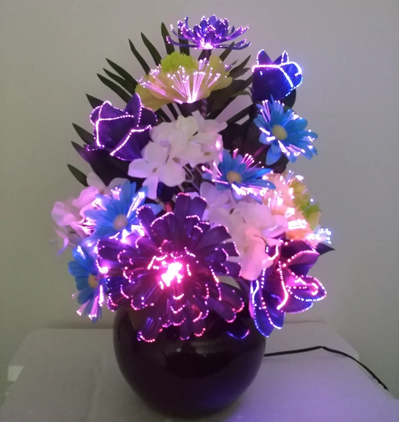 LED fiber optic flower light  decoration flower lamp fiber optic lamp colour changing  handmade silk flower