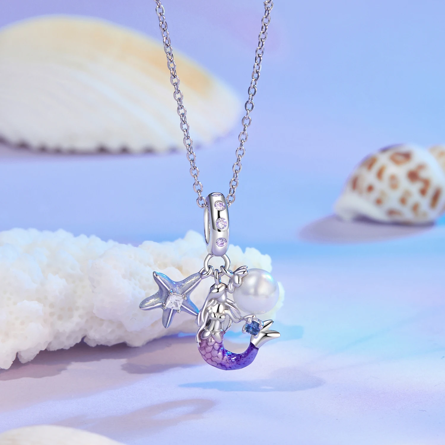 S925 sterling silver DIY necklace bracelet jewelry combination beads ocean mermaid series beaded jewelry pendant