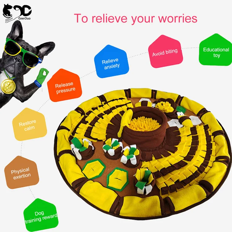 Geerduo Slow Eating Training and Stress Release Cat Doggies Interactive Toys Pet Puppy Sniffing Pad Feeding Mats for Dogs