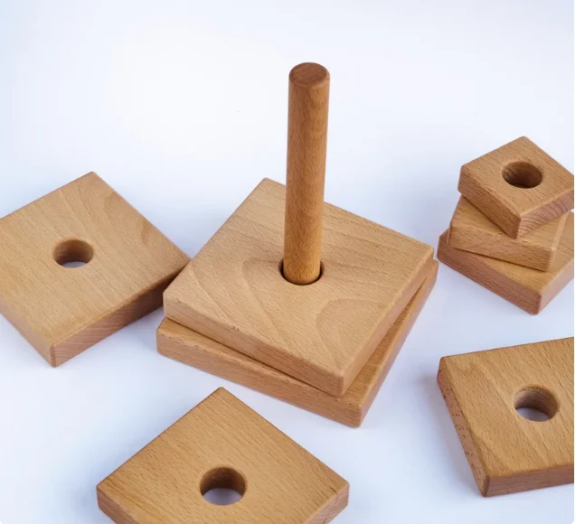 Wooden Ring Stacker Montessori Tower Toy Stacking Pyramid toy Children Birthday Gift