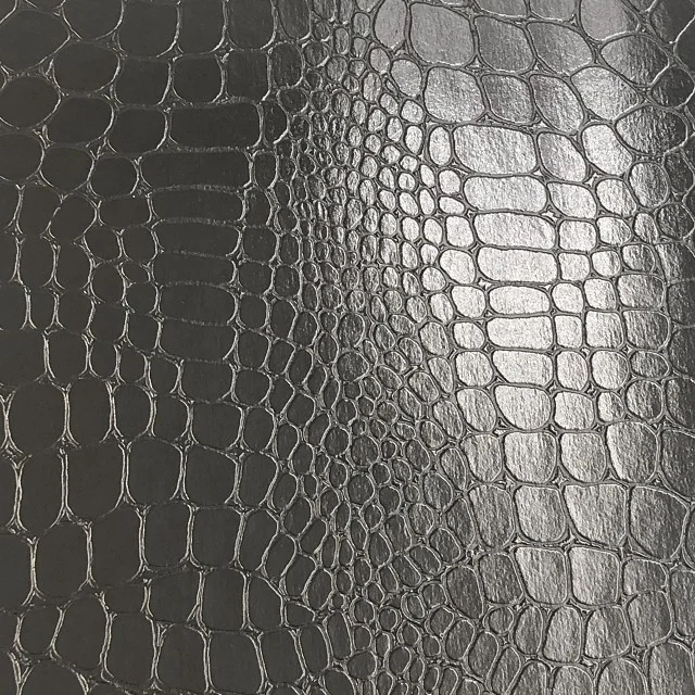 Crocodile Patterned Black Leatherette Paper Specialty Paper for Box Wrapper