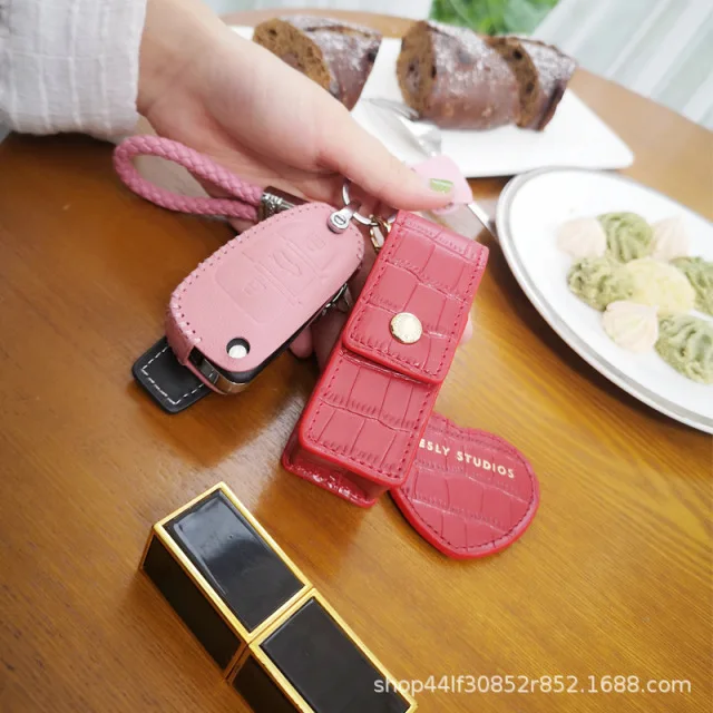 Women Fashion Makeup Lipstick Travel Pouch Organizer Leather Portable Beauty Case Toolbox Lipstick Bag with Mirror