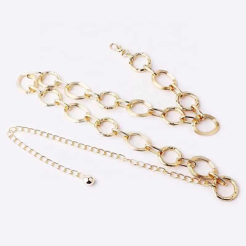 Korean fashion ladies metal round ring belt clothing accessories pendant waist chain