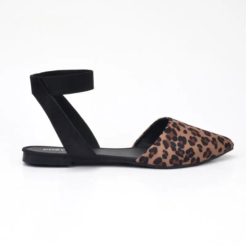 Leopard print flat sandals summer new Euro-American style mother shoes low heel single shoe women