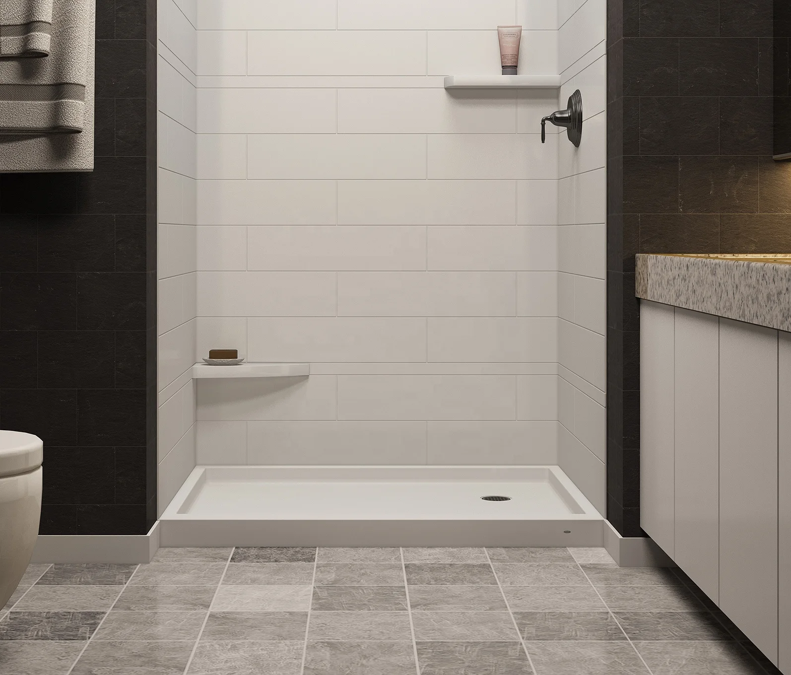 Производитель оптовая продажа противоскользящие душевые поддоны с угловым сливом 36X48