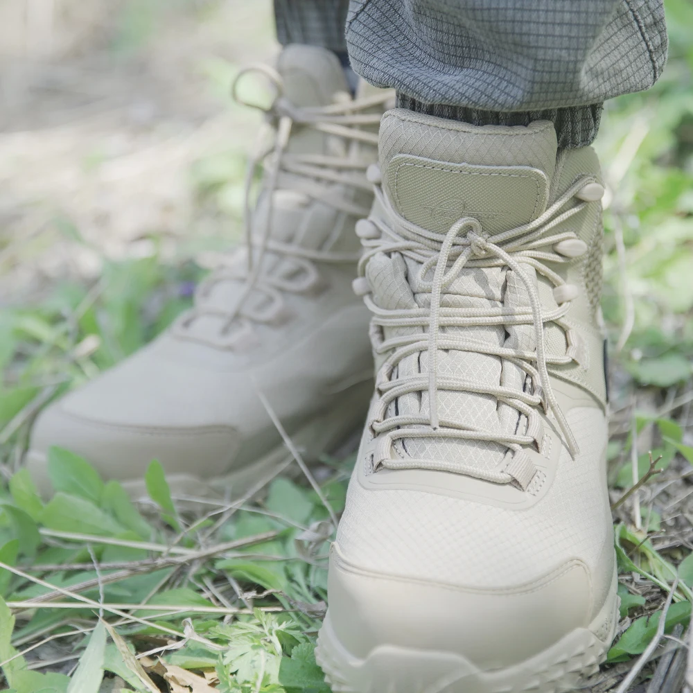 Anti Puncture Leather Breathable Safety Shoes Outdoor Water-resistant Rubber EVA Sole Nylon Hiking Boot