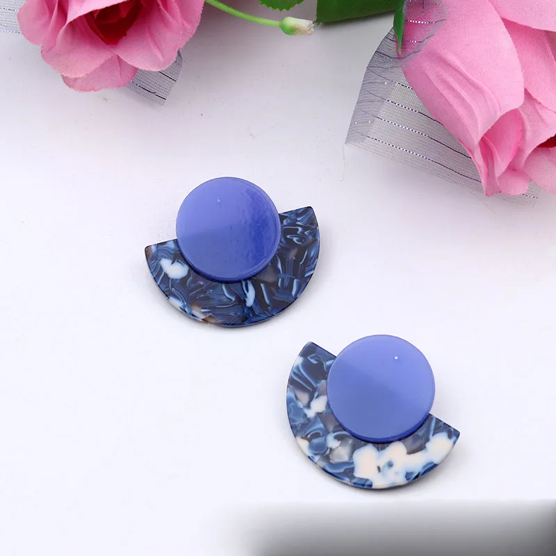 Fashion Modern Statement Half Moon Semicircle Girls Gift Multicolor Acetate Resin Acrylic Women Dangle Earrings