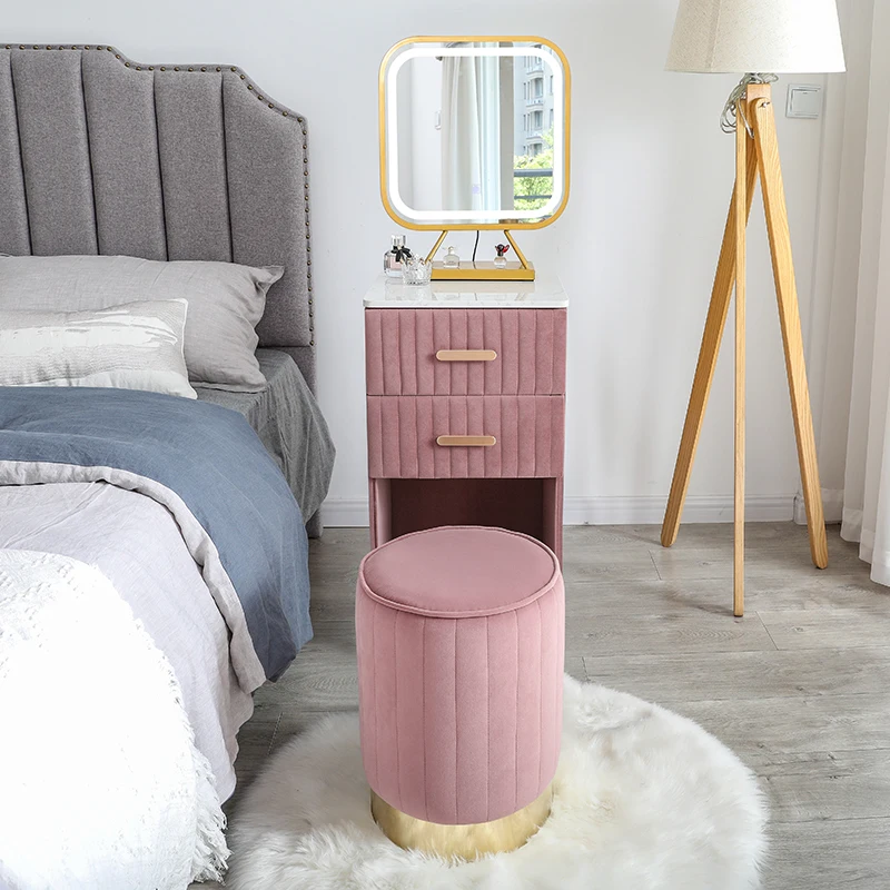 Скандинавский современный простой металлический туалетный столик с зеркалом и табуретом, макияж, стол, мебель для спальни