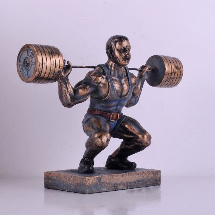 Polyresin Weightlifting sculpture Oscar statue with custom logo trophy