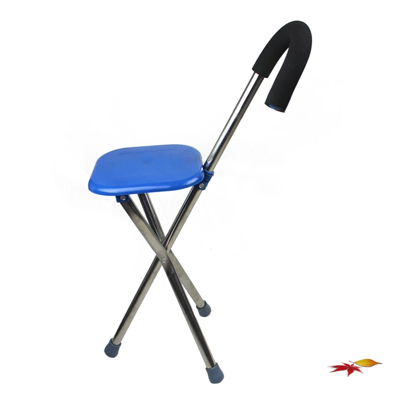 Good quality foldable aluminum alloy walking stick cane seat folding chair