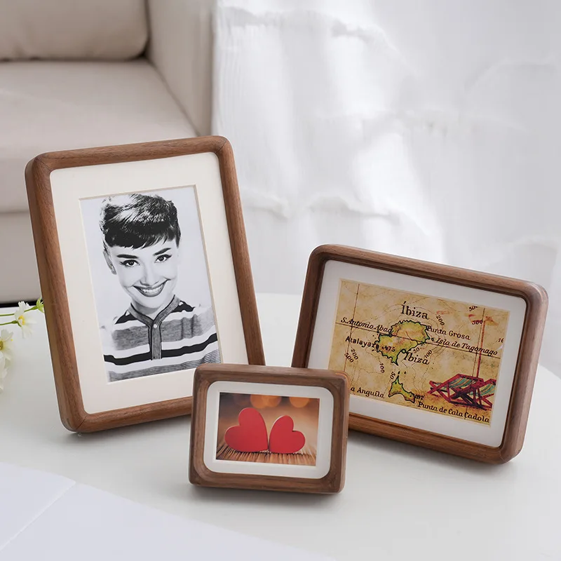 Factory Hot Sale wholesale High Quality Novel Design Solid Wood  Craft Frame Black Walnut Photo Frame Decorative Swing Table