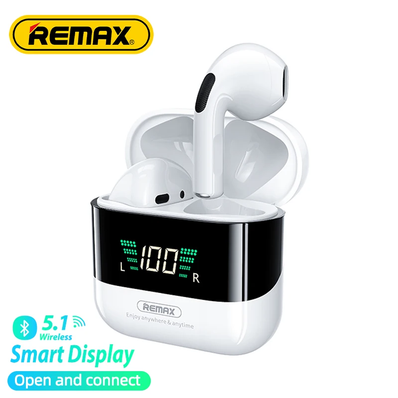 Наушники Remax Bluetooth 5,1 Tws с голосовым управлением, мини-наушники Hifi Oem 2022, Новые поступления, оптовая продажа, наушники-вкладыши со светодиодным дисплеем
