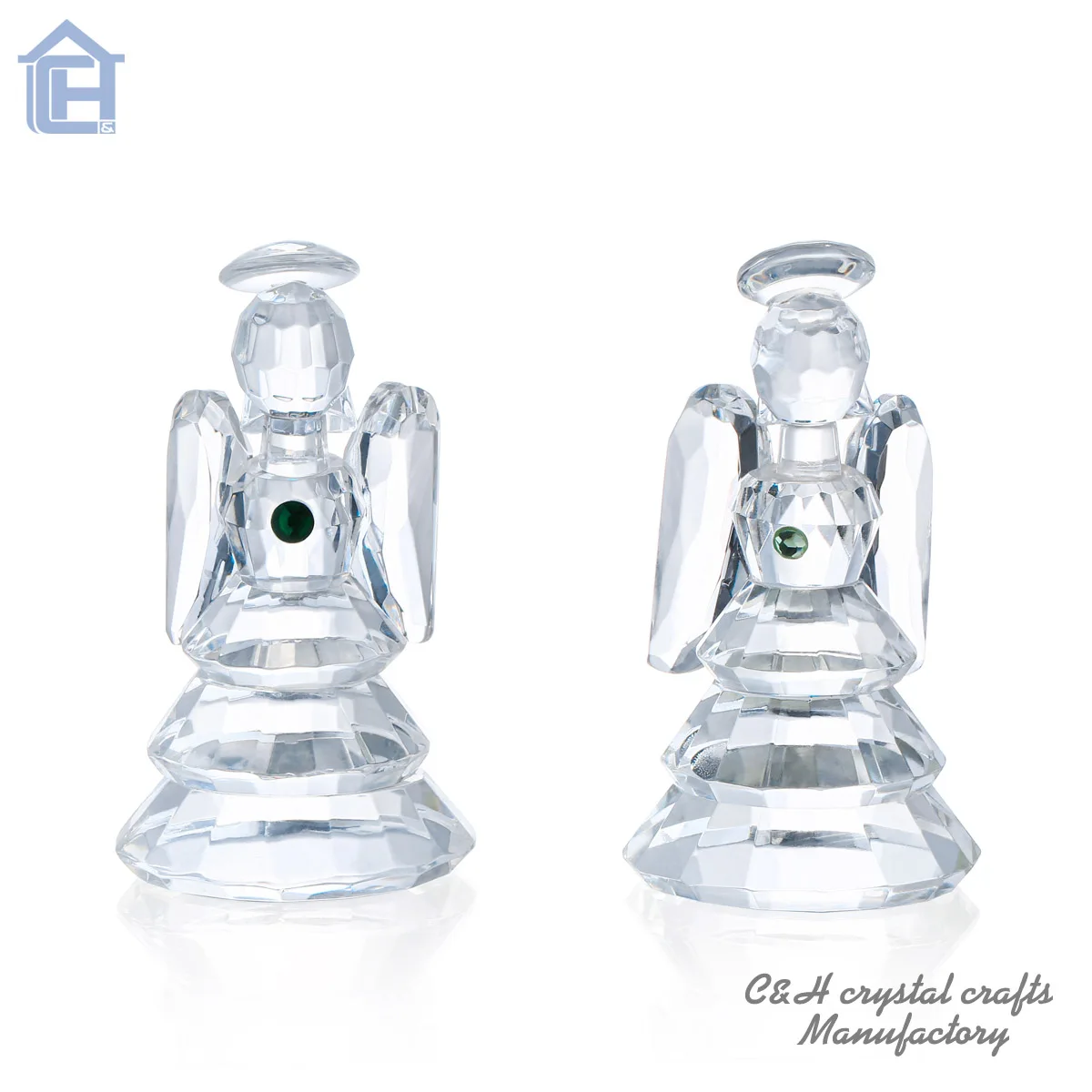 Small mini cute angel crystal kids shower gifts glass angle figurines OEM Christmas gift items for home decoration