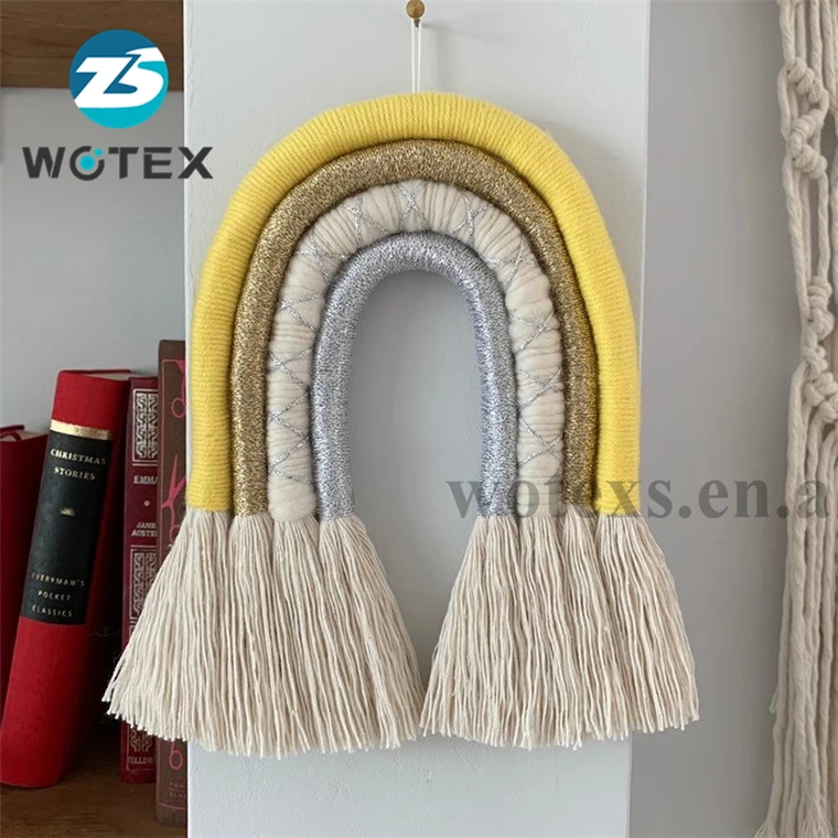 BM037 Factory price Baby boy Nursery art Chunky Fiber Rainbow Wall hanging decor macrame Rope rainbows