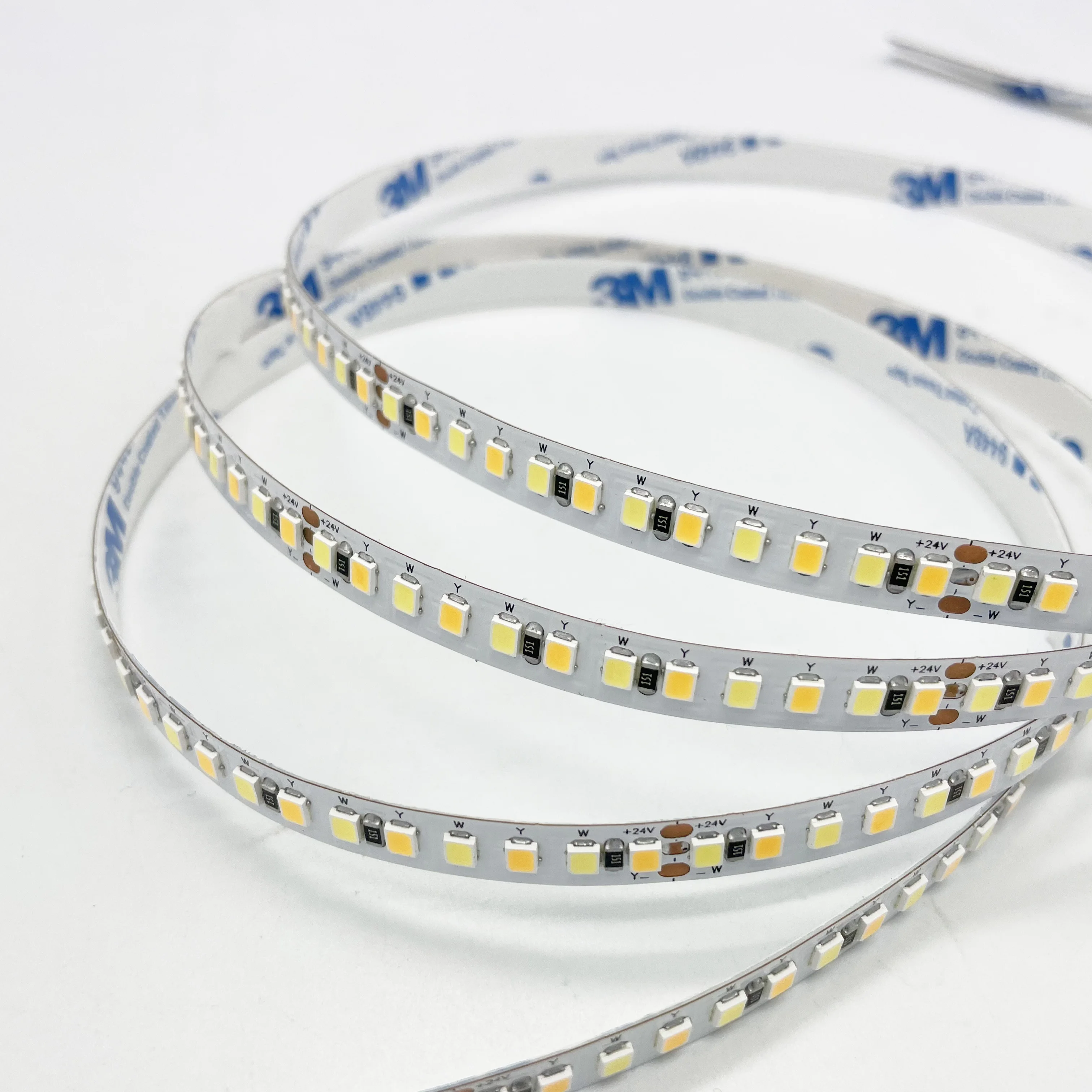Chinese factory price CCT 2835 LED Strip Dual White WW/CW 192LED/M DC24V 8mm width PCB  factory directly