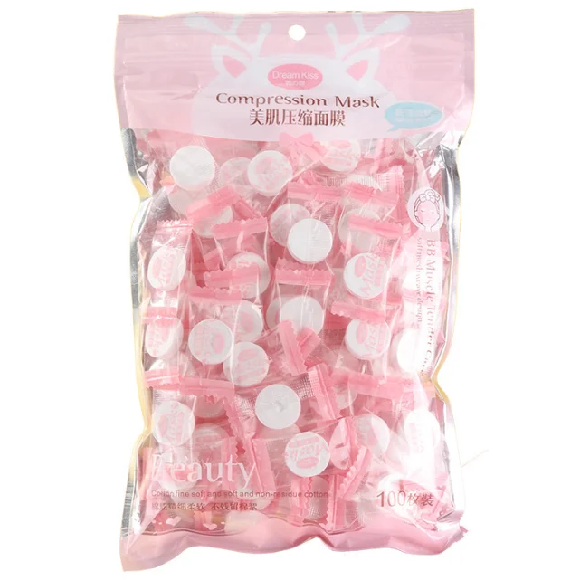 Candy Compressed Mask Paper non-woven thin foam water absorption fast 100 grain pack independent packaging DiY mask
