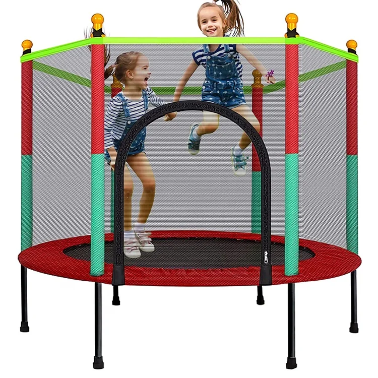 Manufacturer child trampolines Outdoor and Indoor Round 55 Inch Trampoline with Safety Enclosure Net