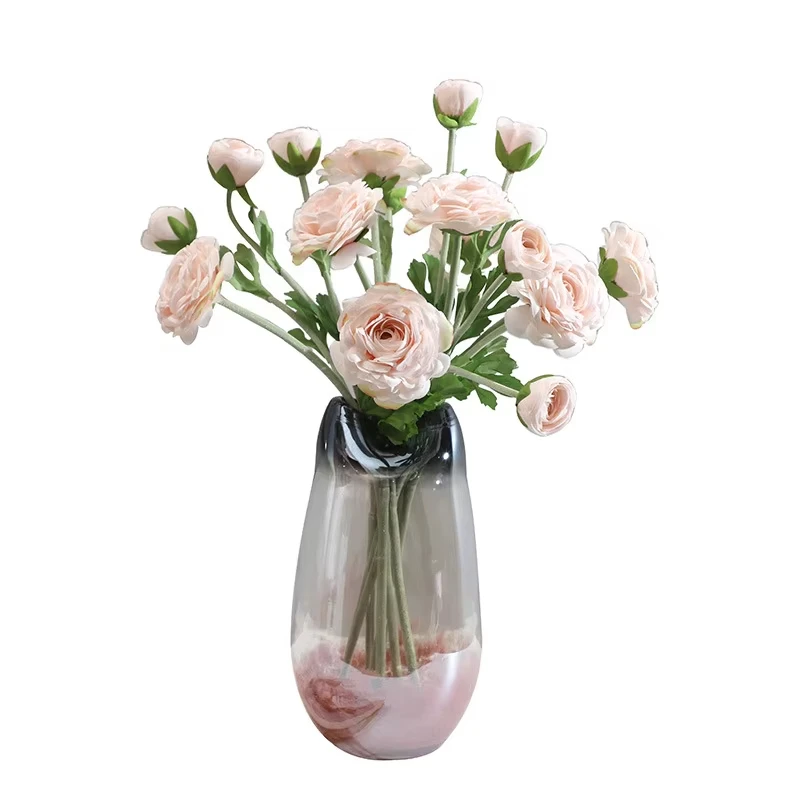 High Quality Hair-planting Artificial White Camellia Flower 2 Heads 1 Bunch Camellia Rose Artificial Flower for Home Decoration