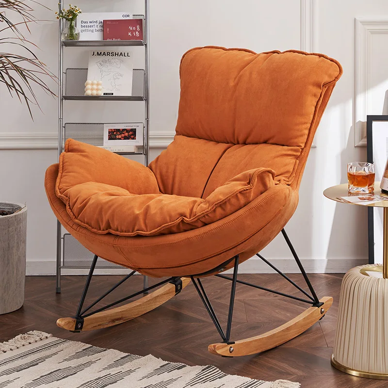 Кресло-качалка из ткани, Одноместный современный минималистичный сетчатый стул для гостиной, красное кресло-качалка для отдыха