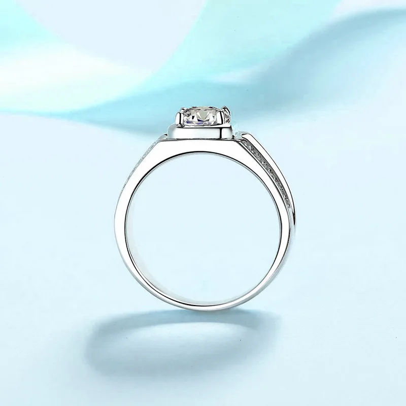 Moissanite Ring Factory Price GRA Certificate 1 Carat Diamond Marriage Wedding Anillos De Hombre Men Silver 925 Trendy Opp Bag
