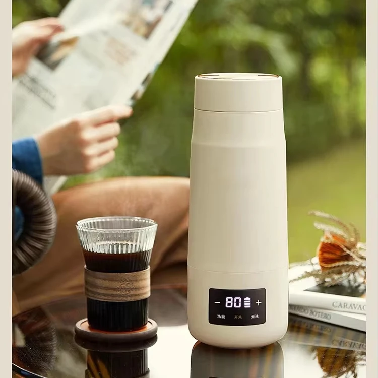 Rechargeable wireless boiling kettle Smart Temperature Controlled tumbler Electronic Heated Coffee cup for outdoor travel