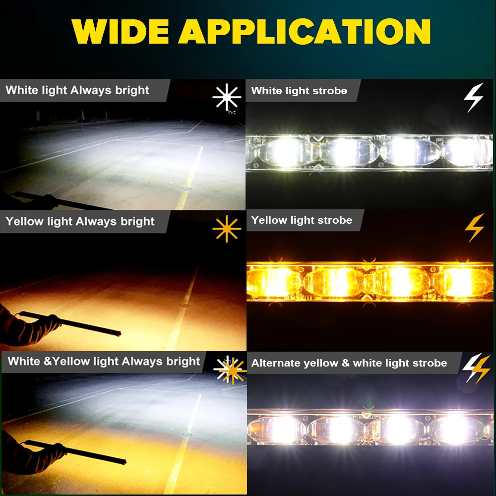 Dual Color Strobe White Amber Single Row Light Bar with 6D Driving Fog Light Off Road Truck ATV UTV 7inch Slim Led Light Bar