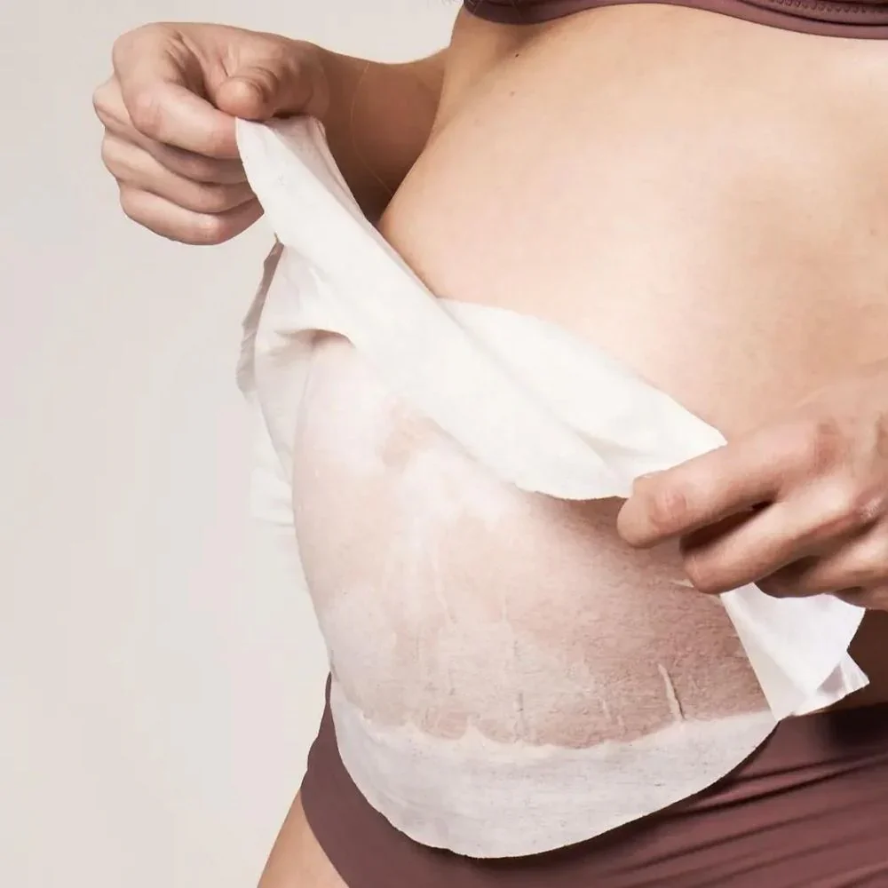 Private Label Against Stretch Mark Maternity Body Skin Care Moisturizing Hydrating Pregnant Soothing belly Sheet Mask