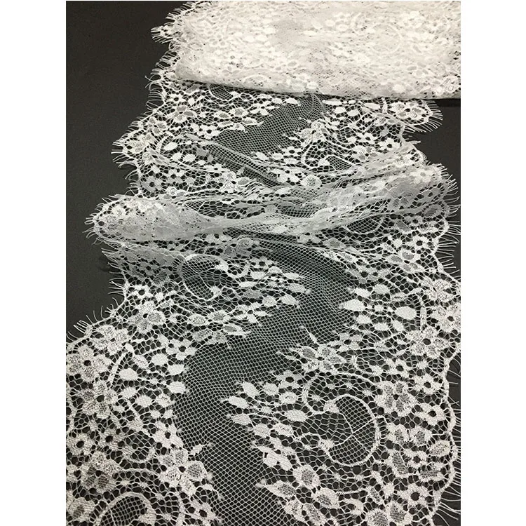 25cm ivory metallic yarn nylon eyelash wedding wide lace silks trim 9.8 inch