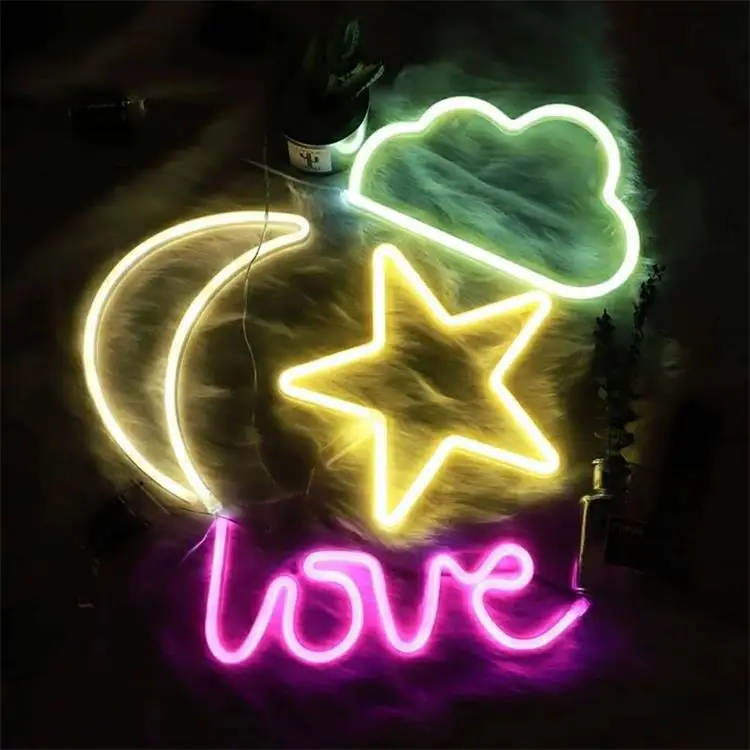 Music and dance party Acrylic board and Flex LED Neon Lights Pink color Guitar shape Logo