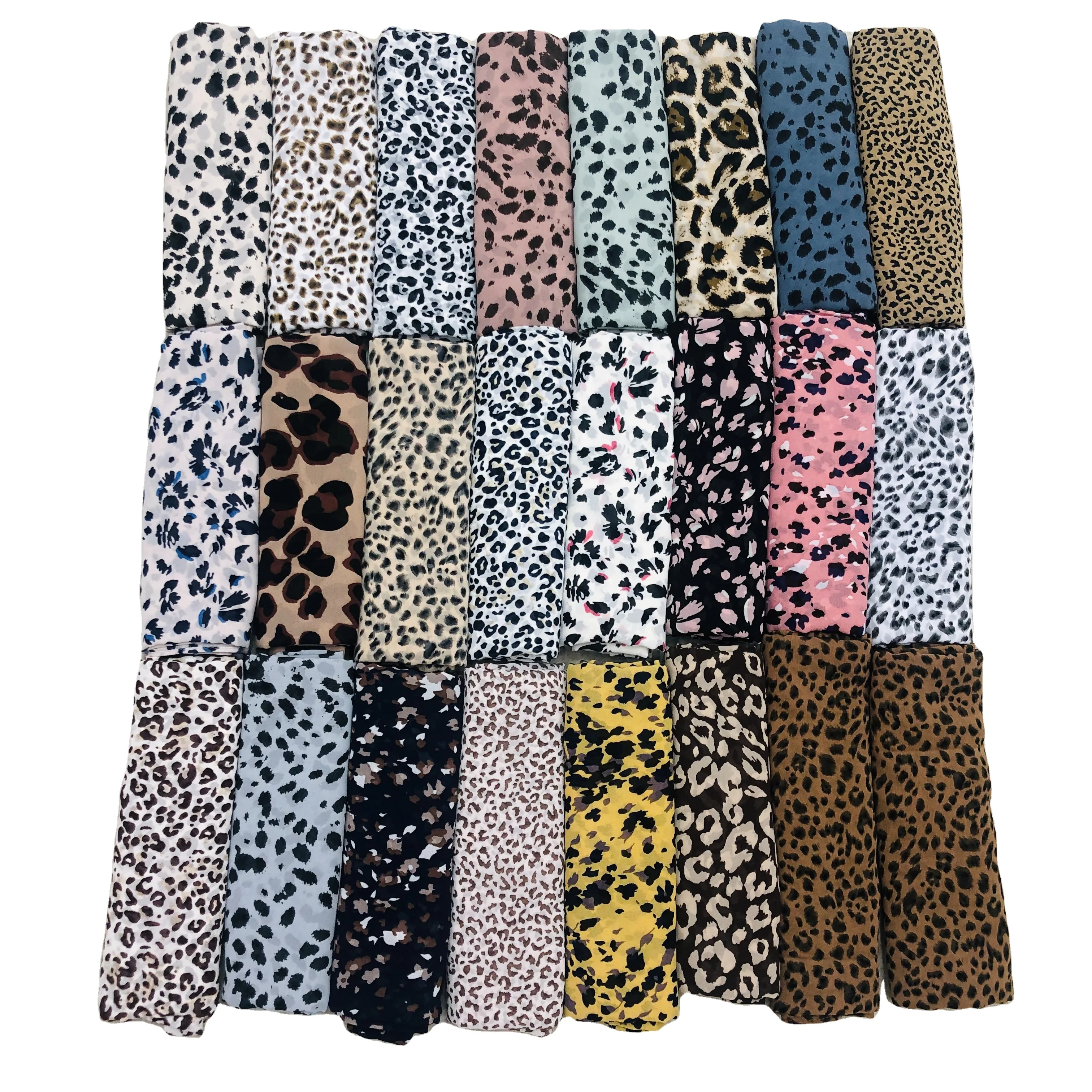 Latest leopard printing print chiffon polyester scarf beach shawls