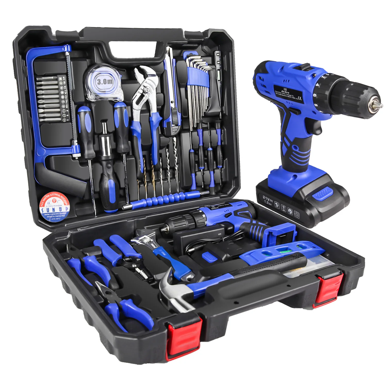 Household Storage Case Packing Hammer Impact Screwdriver 21V Power Drills Toolbox Cordless Tools Drill Set