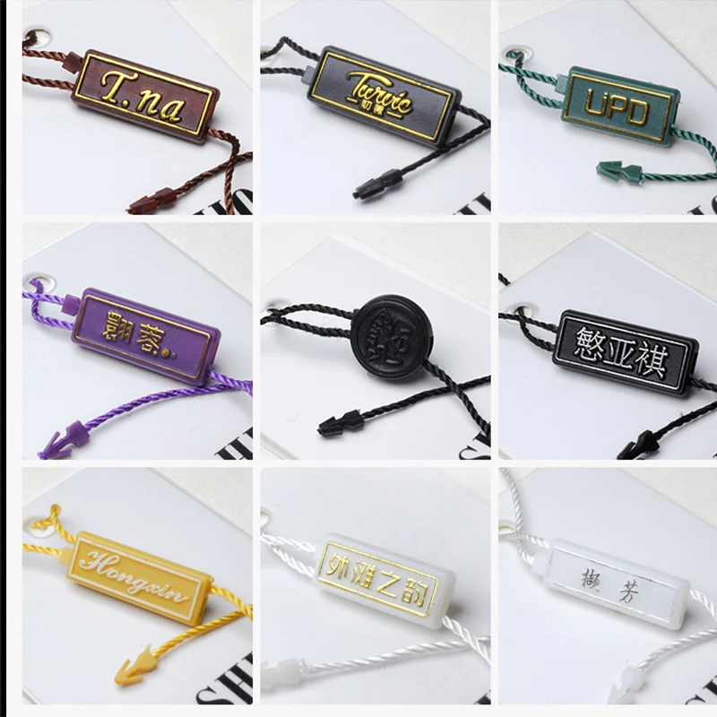 Custom plastic seal hang tag string custom jewelry tags