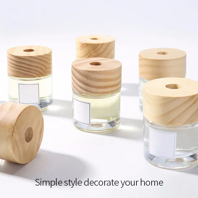 Vietnam Plug In Aroma Fiber Stick Reed Black Glass Diffusers Bottle Set With Wood Lid For Hotel